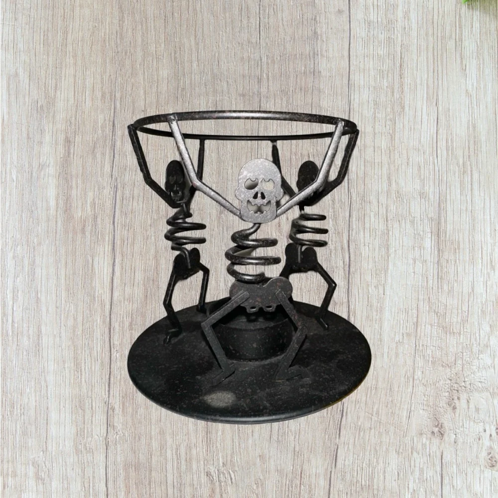 PartyLite Mr. Bones HALLOWEEN Aroma Melts Wax Warmer Retired P8603 Black Metal. - Picture 10 of 16